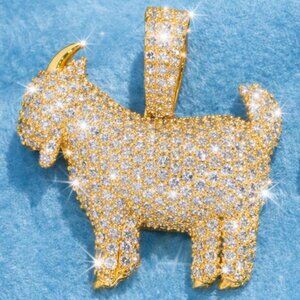 GOAT Moissanite Pendant | Passes Diamond Tester | 925 Silver Gold plated